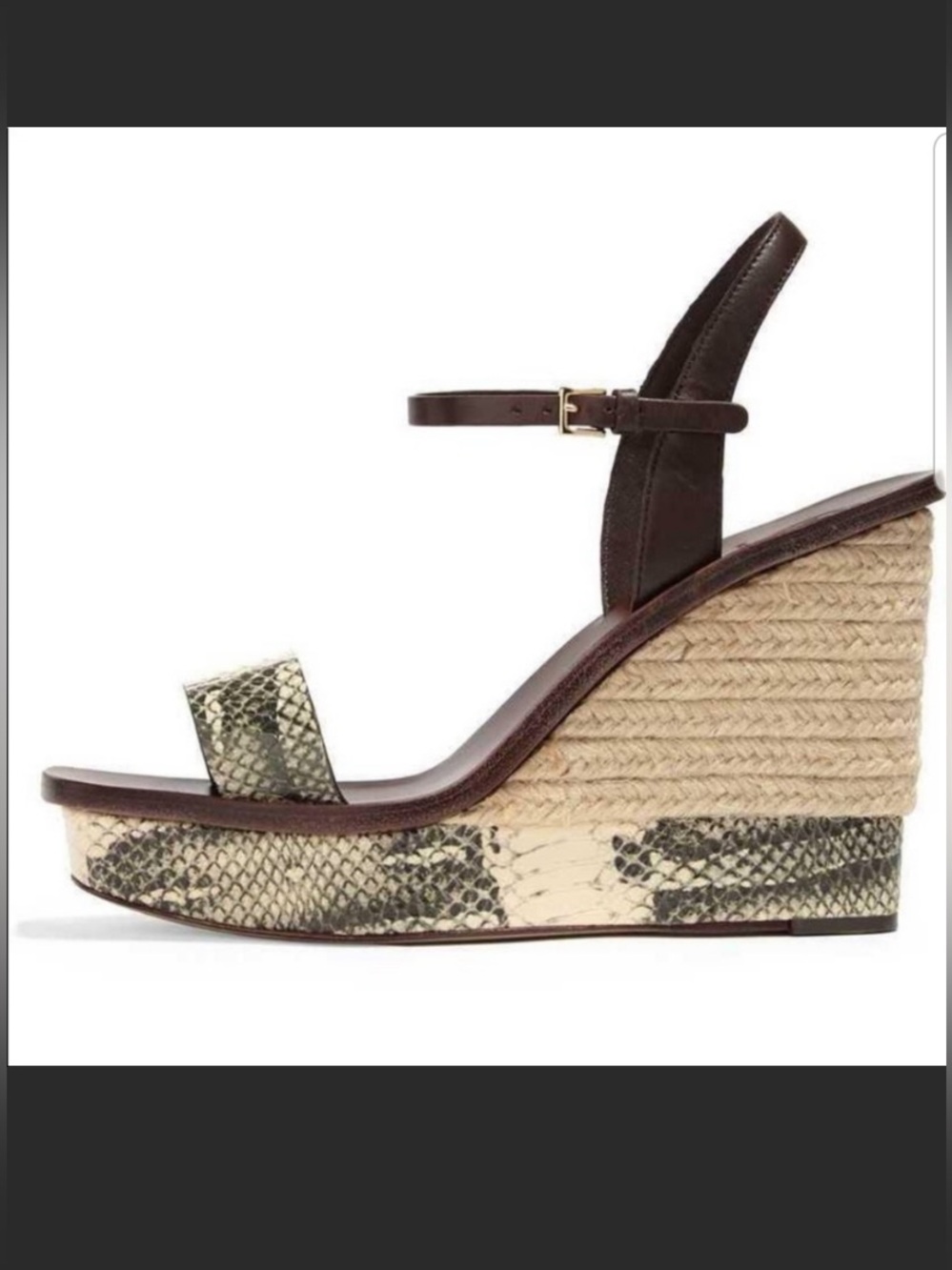 Tory Burch snakeskin and Jute wedge sandal
